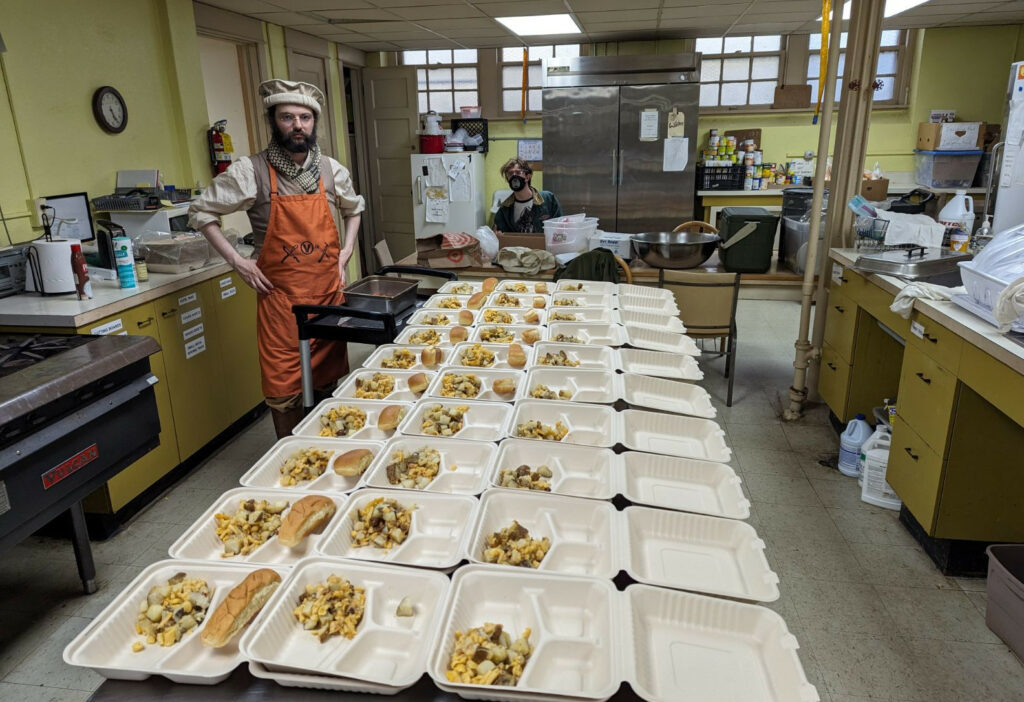 Picture showing meals prepared for homeless encampment